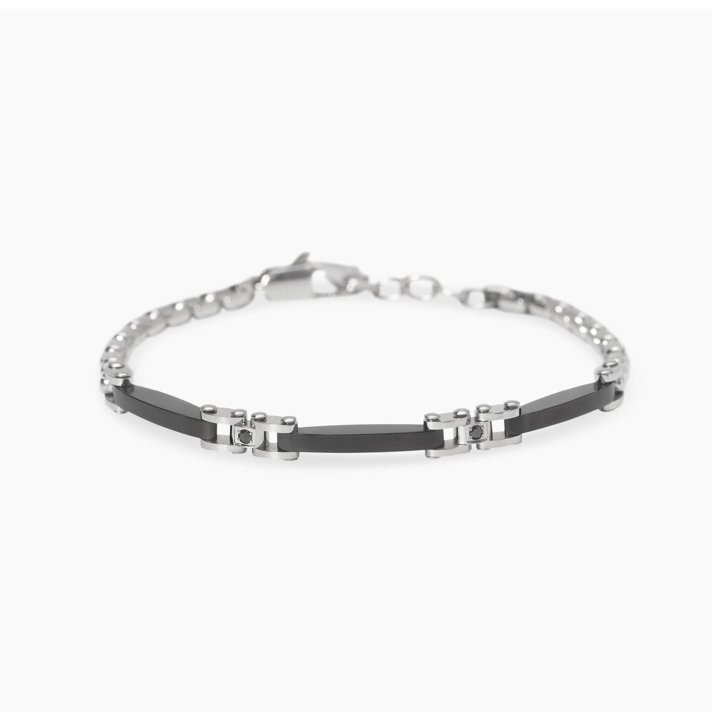 Bracciale Kidult Style uomo Catena e cristalli neri