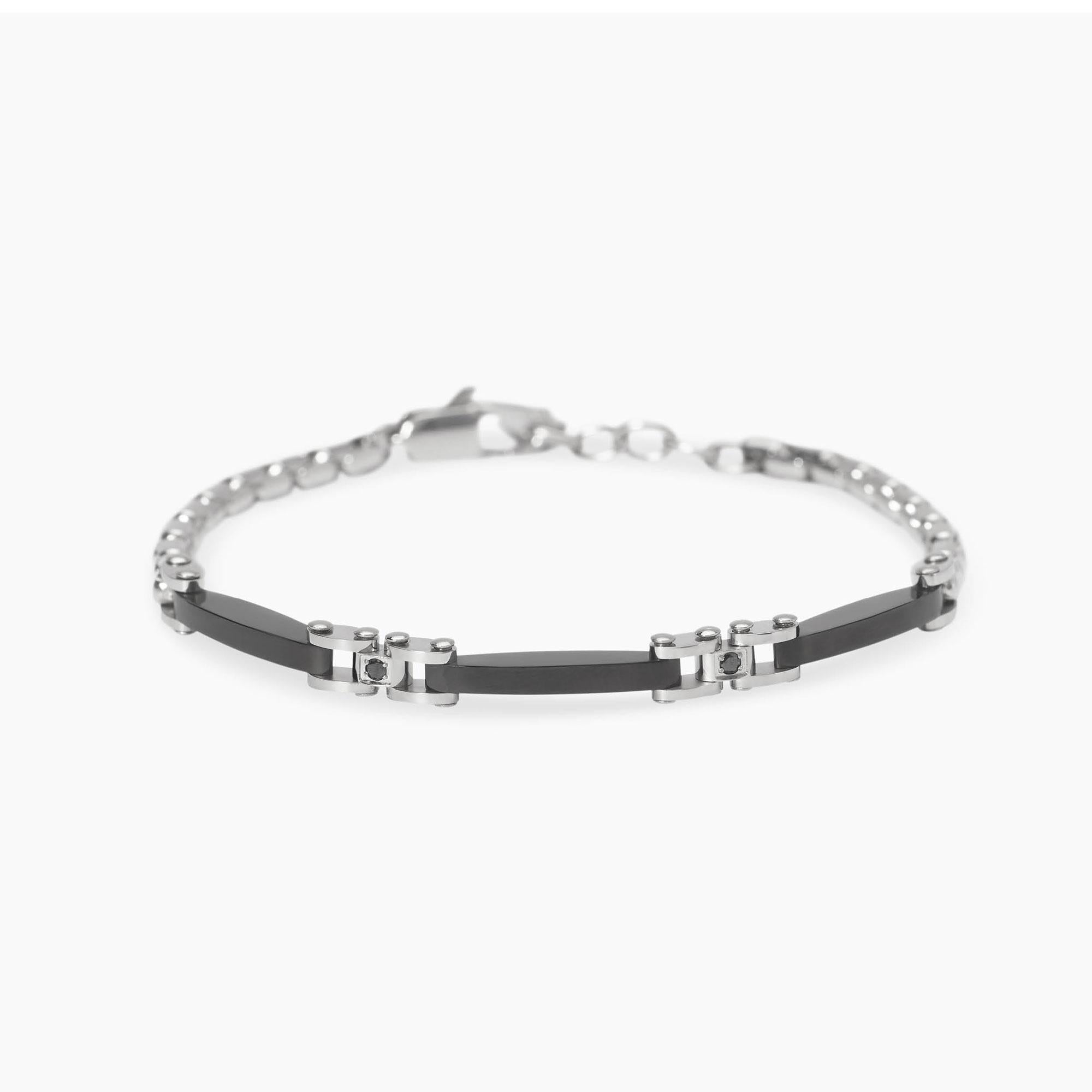 Bracciale Kidult Style uomo Catena e cristalli neri
