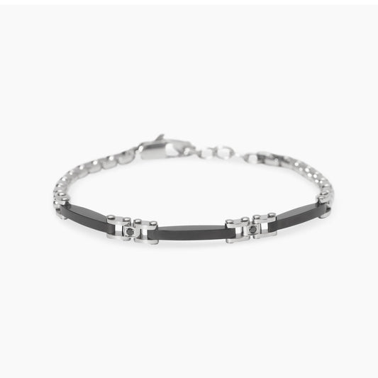 Bracciale Kidult Style uomo Catena e cristalli neri