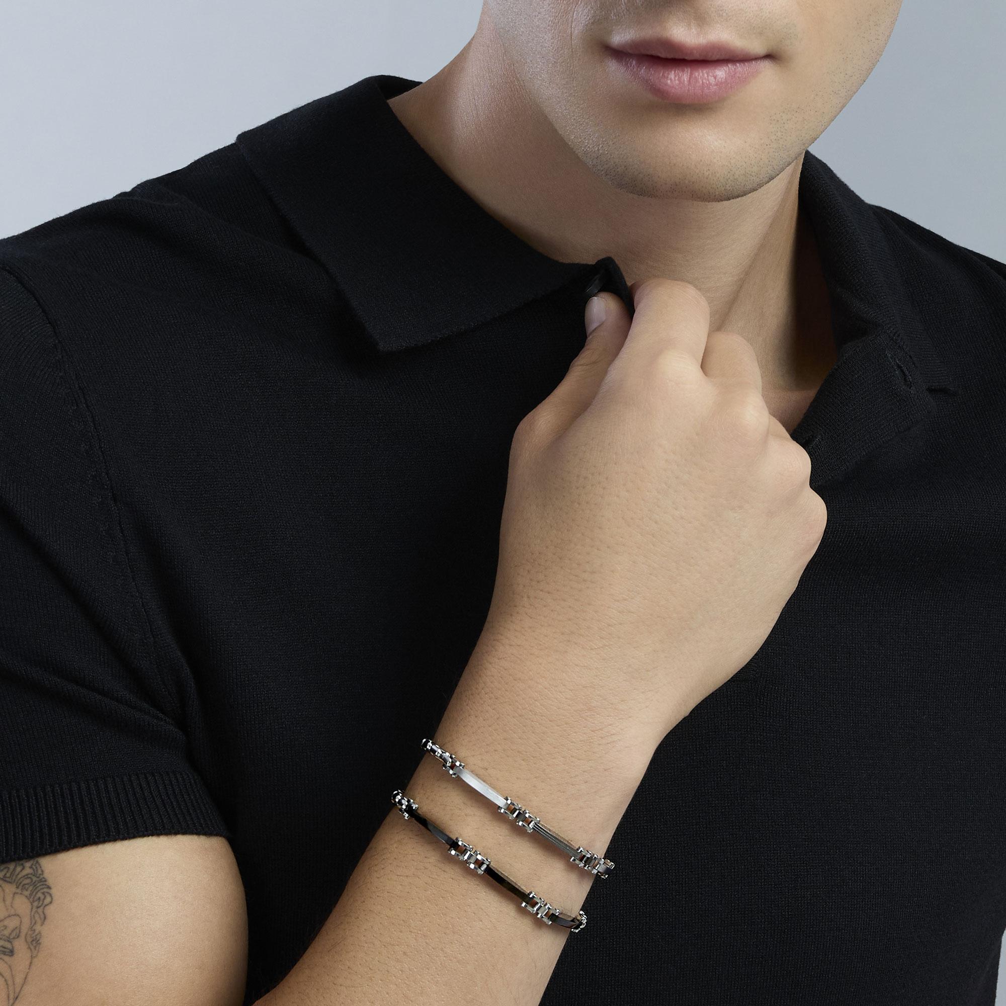 Bracciale Kidult Style uomo Catena veneta con piastrine e cristallini