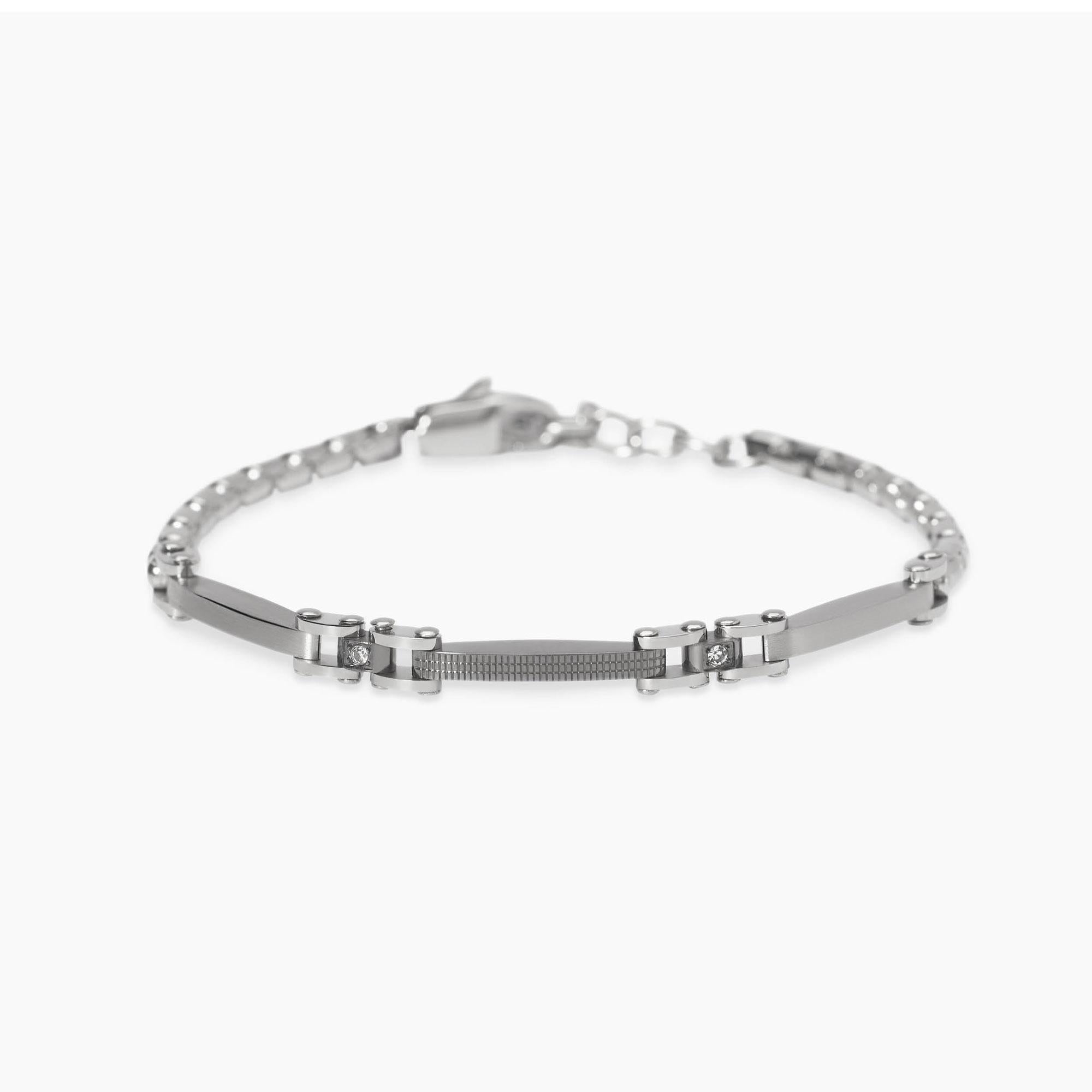 Bracciale Kidult Style uomo Catena veneta con piastrine e cristallini