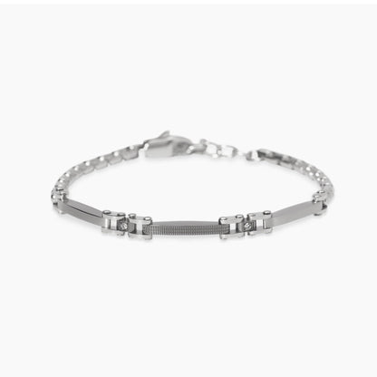 Bracciale Kidult Style uomo Catena veneta con piastrine e cristallini
