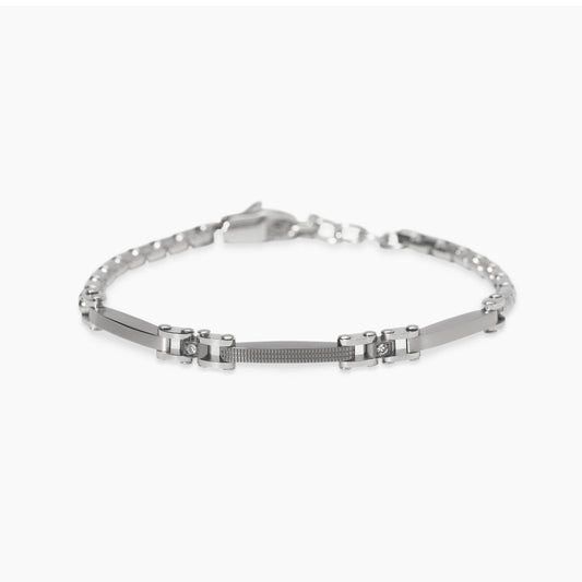 Bracciale Kidult Style uomo Catena veneta con piastrine e cristallini