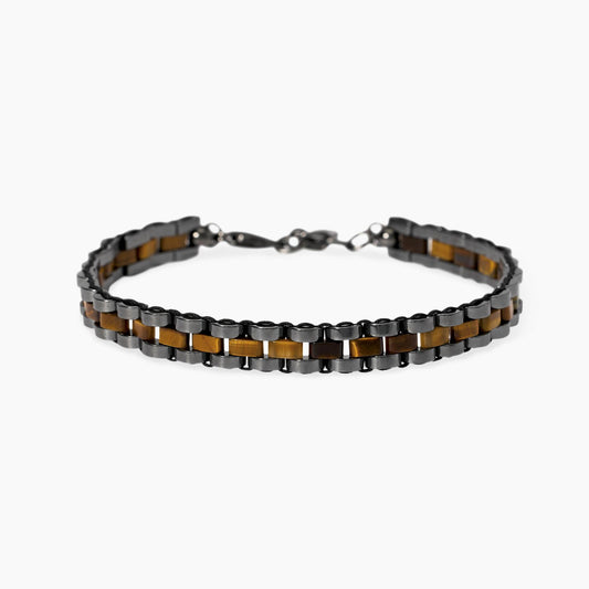 Bracciale Kidult Style uomo Ematite ed occhio di tigre