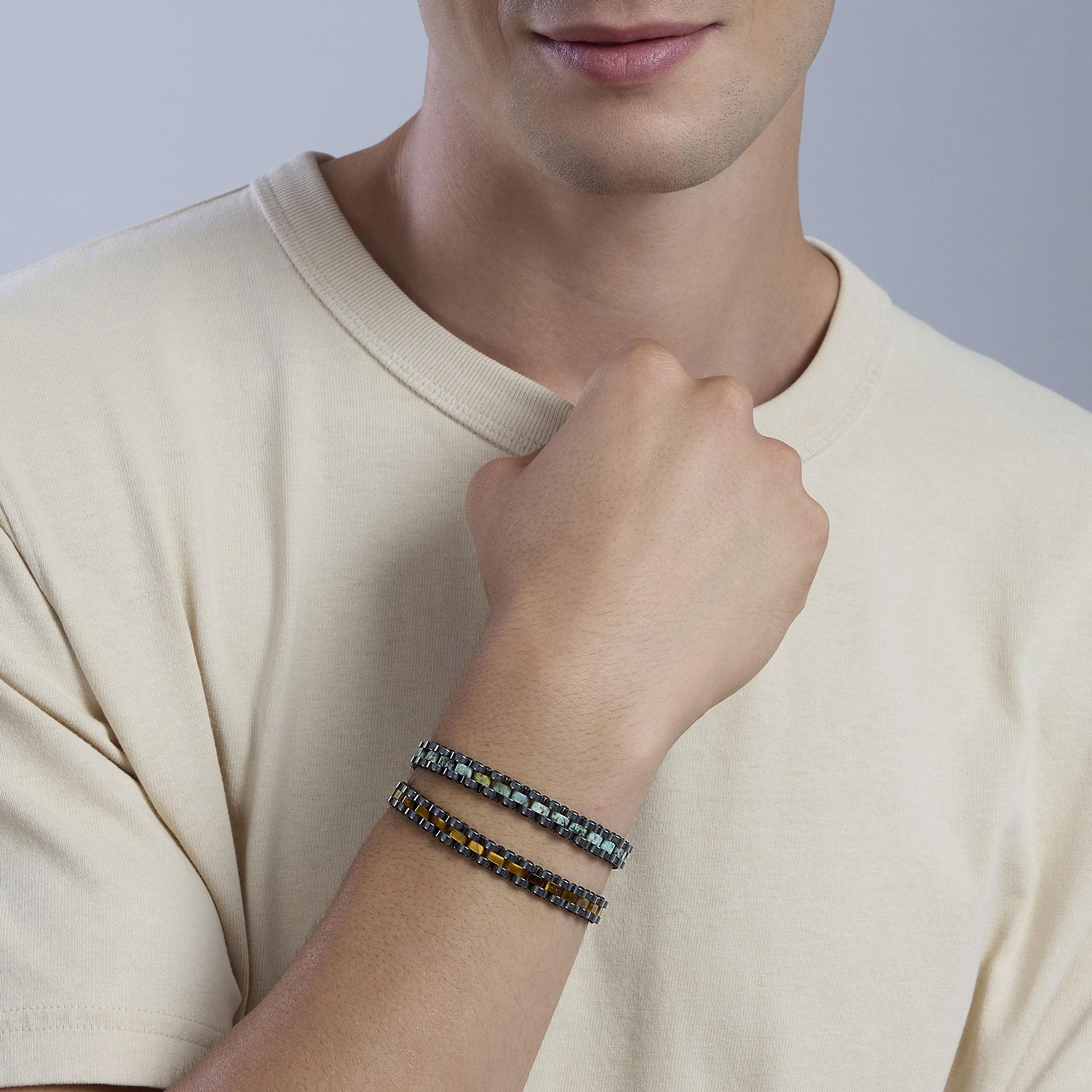 Bracciale Kidult Style uomo Ematite e turchese