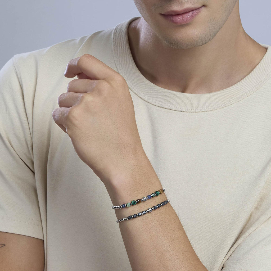 Bracciale Kidult Style uomo Catena veneta ed ematite sfaccettata