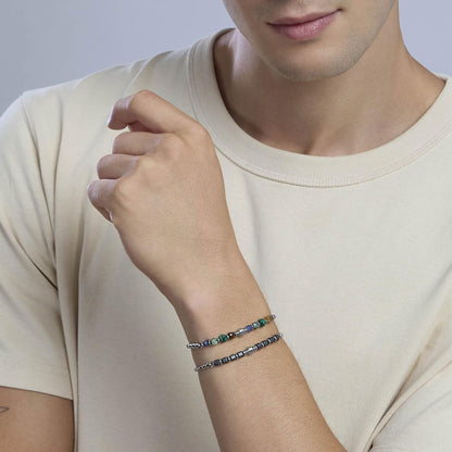 Bracciale Kidult Style uomo Catena veneta e pietre multicolor