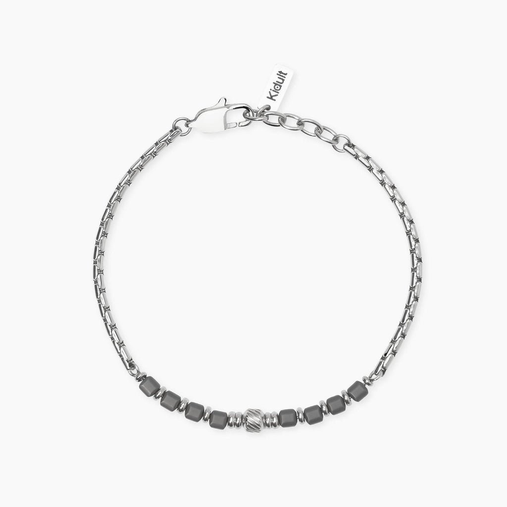 Bracciale Kidult Style uomo Catena veneta ed ematite sfaccettata