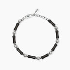 Bracciale Kidult Style uomo Ossidiana e sfere martellate