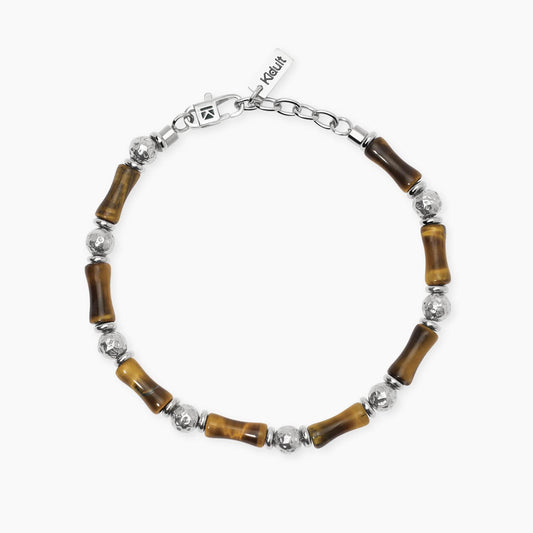 Bracciale Kidult Style uomo Sfere martellate ed occhio di tigre