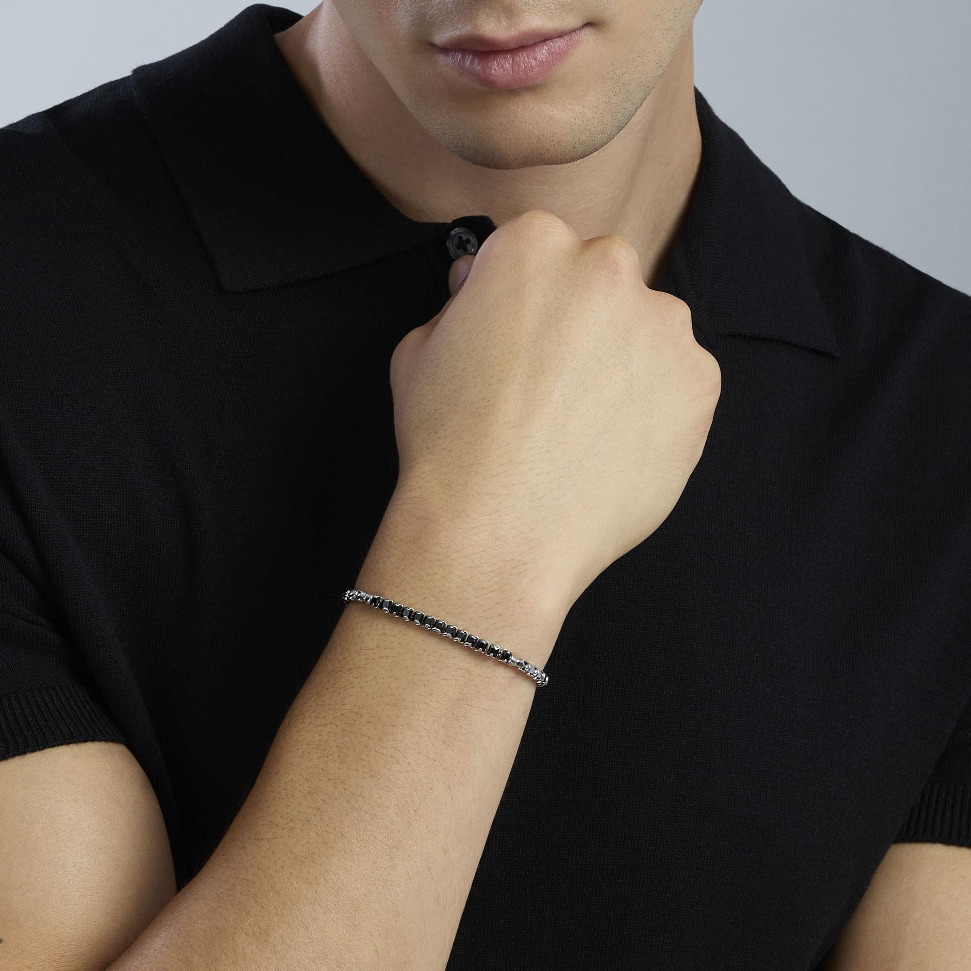 Bracciale Kidult Style uomo Catena veneta e tennis di cristalli neri