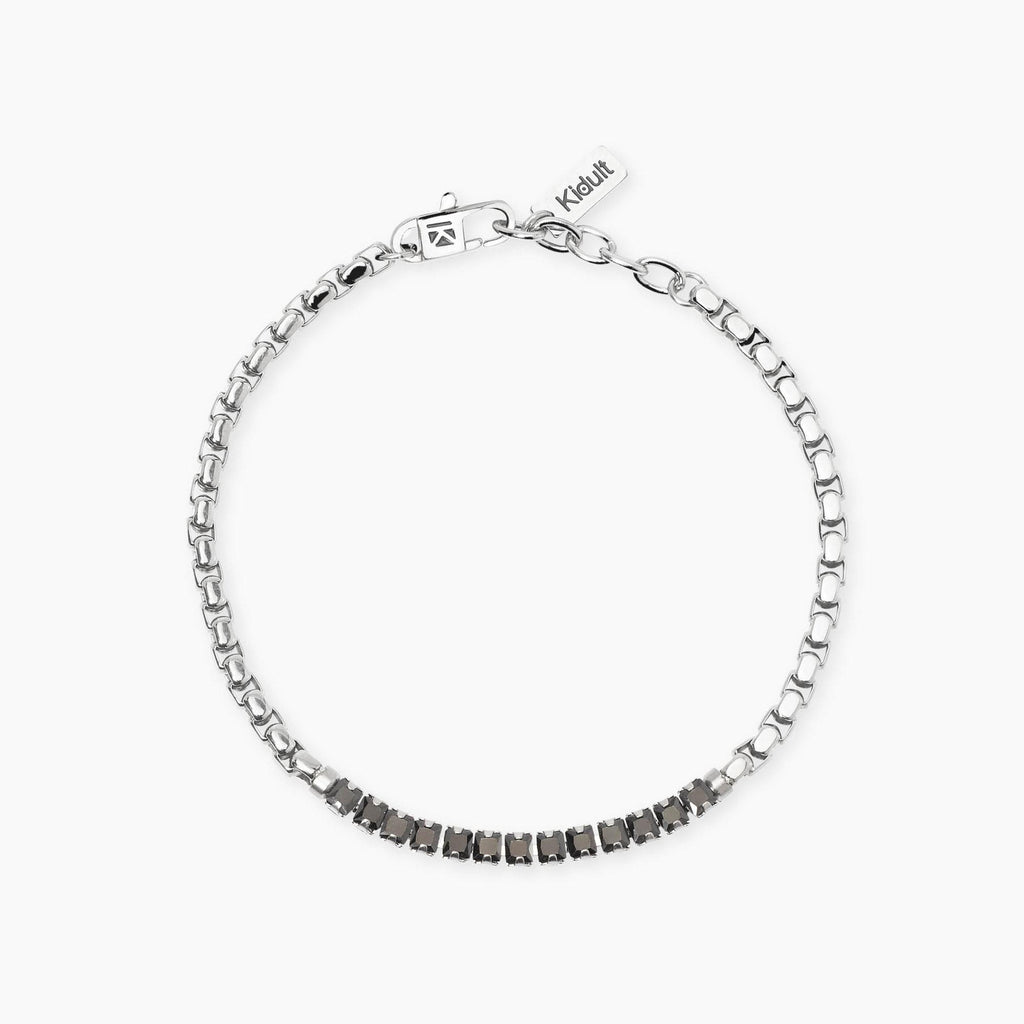 Bracciale Kidult Style uomo Catena veneta e tennis di cristalli neri