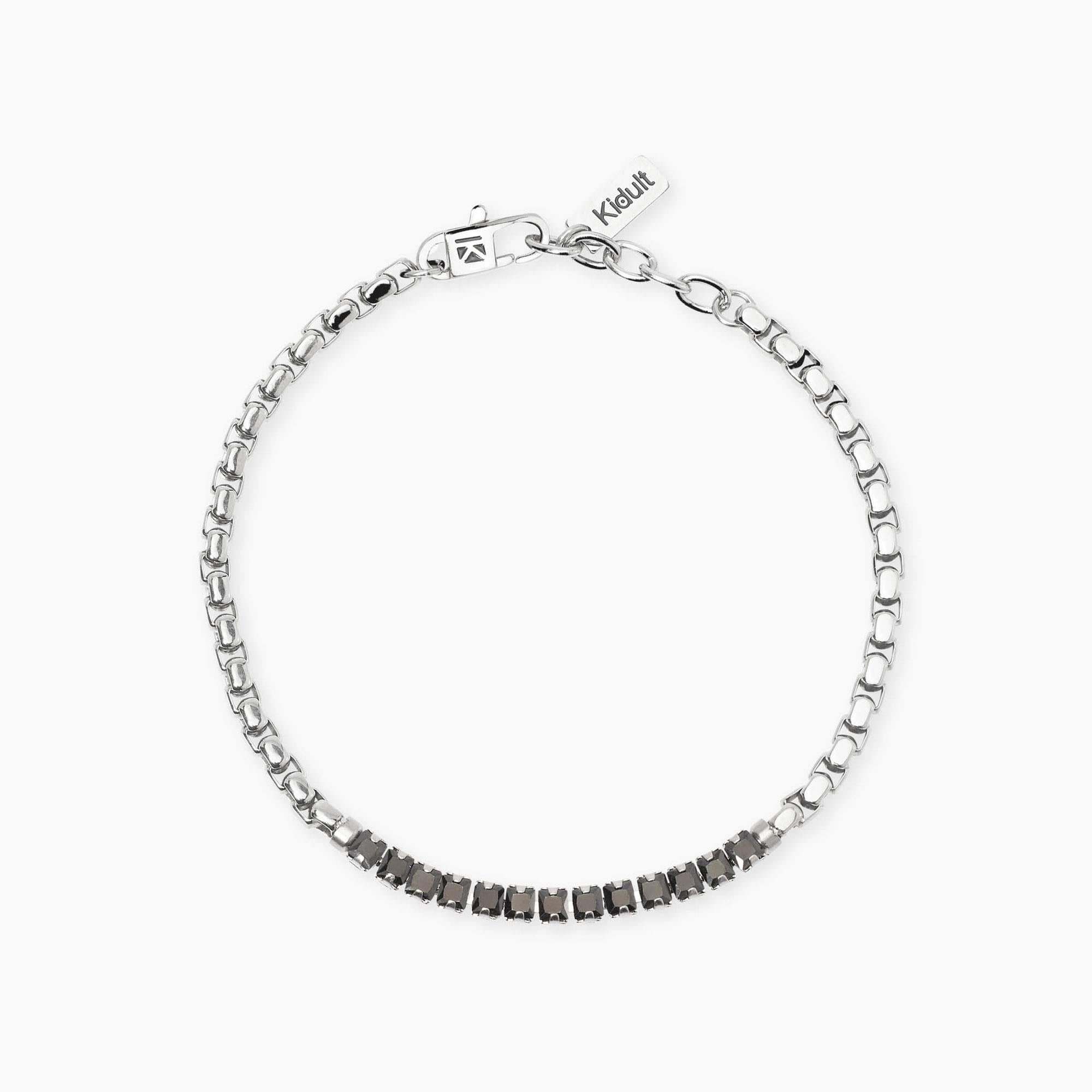 Bracciale Kidult Style uomo Catena veneta e tennis di cristalli neri