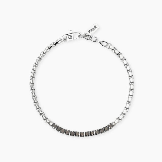 Bracciale Kidult Style uomo Catena veneta e tennis di cristalli neri