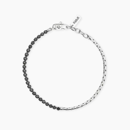 Bracciale Kidult Style uomo Catena veneta e tennis con cristalli neri