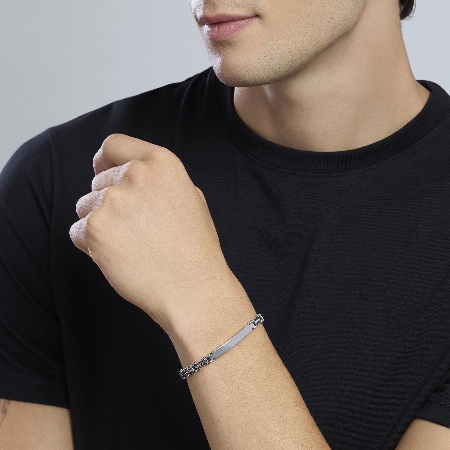 Bracciale Kidult Style uomo Piastra e inserti gunmetal