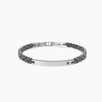 Bracciale Kidult Style uomo Piastra con cristallino nero ed elementi in ceramica