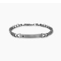 Bracciale Kidult Style uomo Piastrina in acciaio spazzolato gunmetal e cristallino