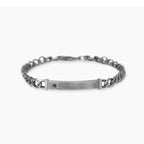 Bracciale Kidult Style uomo Piastrina in acciaio spazzolato gunmetal e cristallino