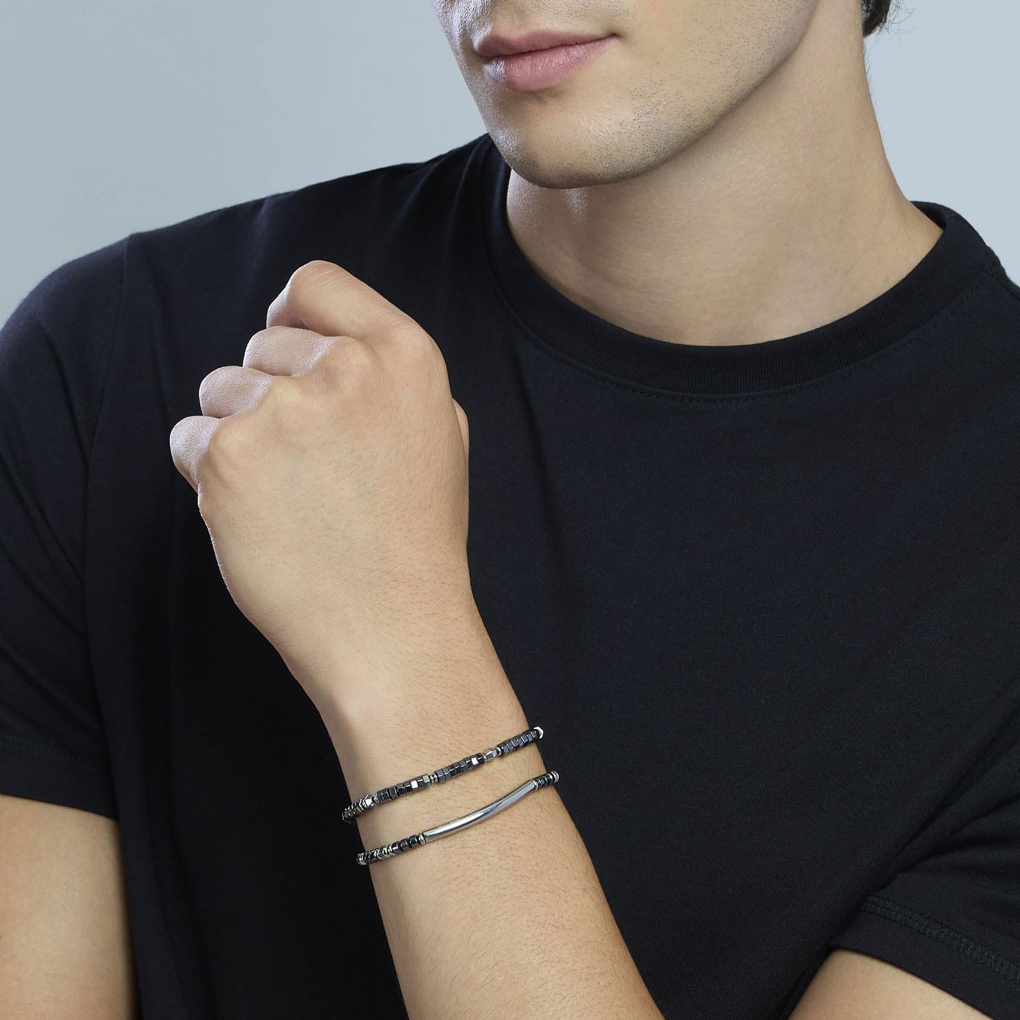 Bracciale Kidult Style uomo Elementi sfaccettati ed ematite