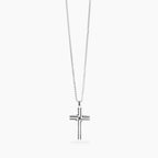 Collana Kidult Style uomo Catena veneta con croce e cristallino nero