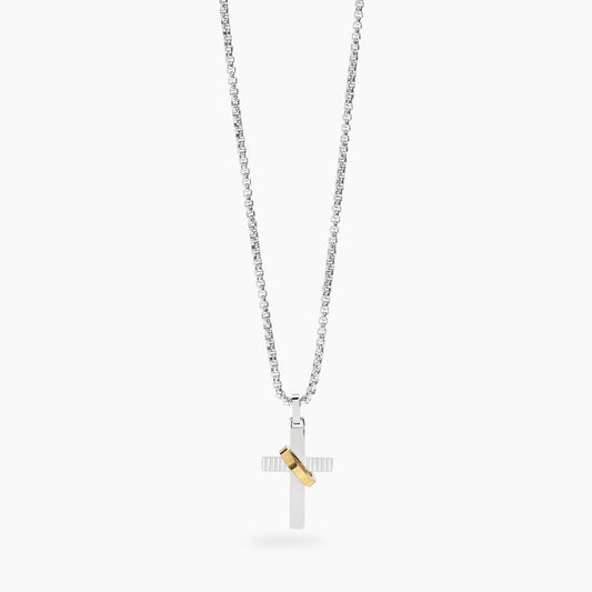 Collana Kidult Style uomo Catena veneta e croce con anello gold