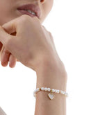 Bracciale elastico Vestopazzo Sfere e cuore in madreperla