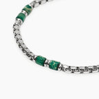 Bracciale Kidult uomo con catena veneta e cilindri in diaspro verde