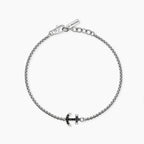 Bracciale Mabina Uomo in argento con ancora in zirconi neri da uomo
