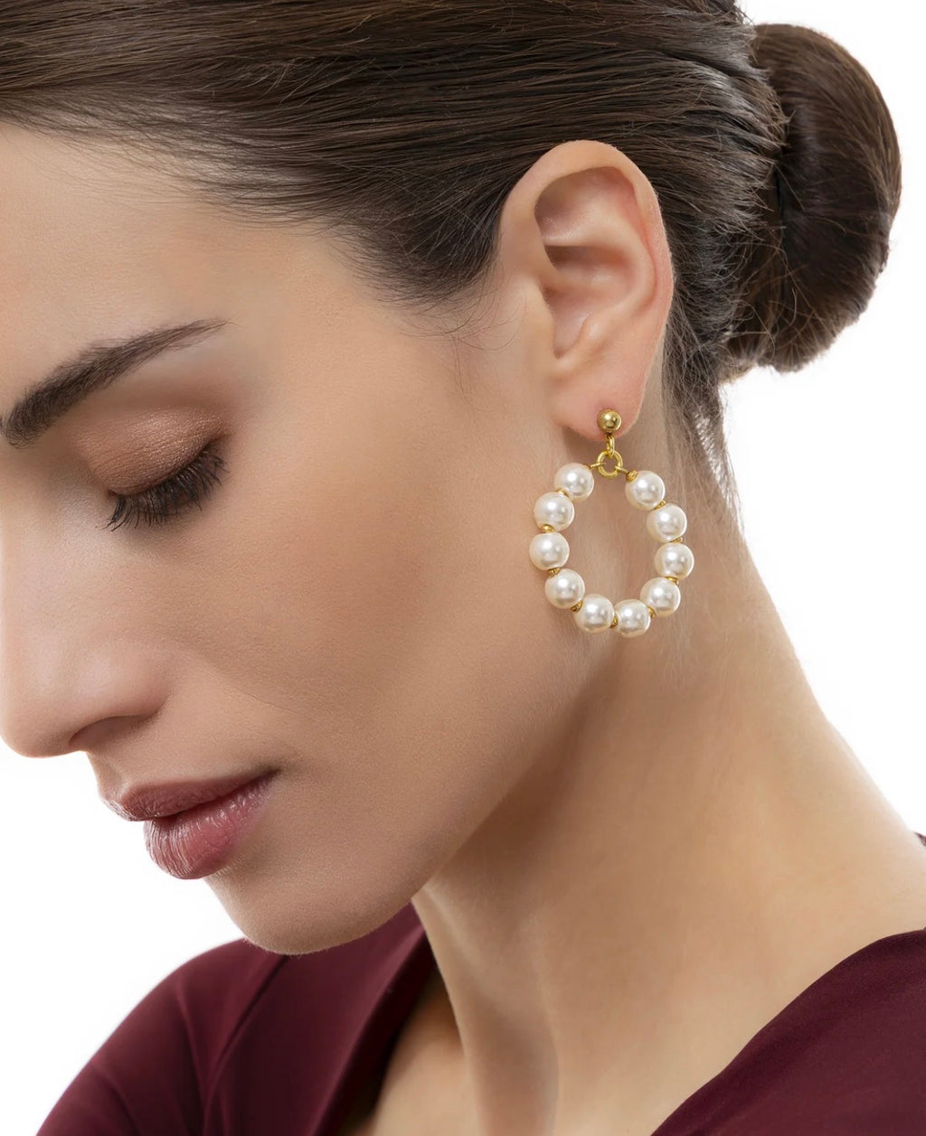 Orecchini Vestopazzo donna pendenti a cerchio con perle