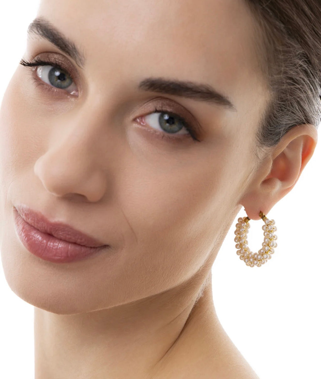 Orecchini Vestopazzo donna a cerchio con microperle
