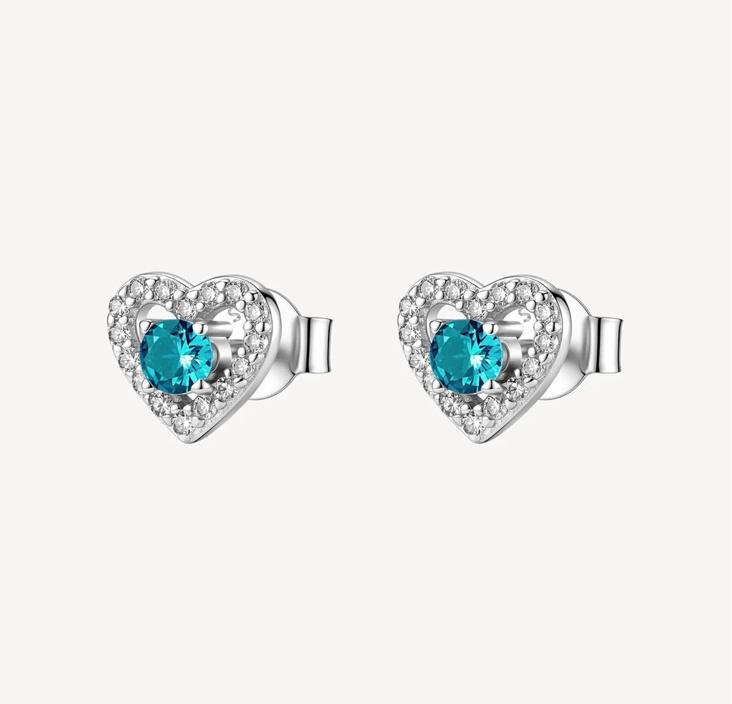 Orecchini argento Fancy Aqua green Cuore