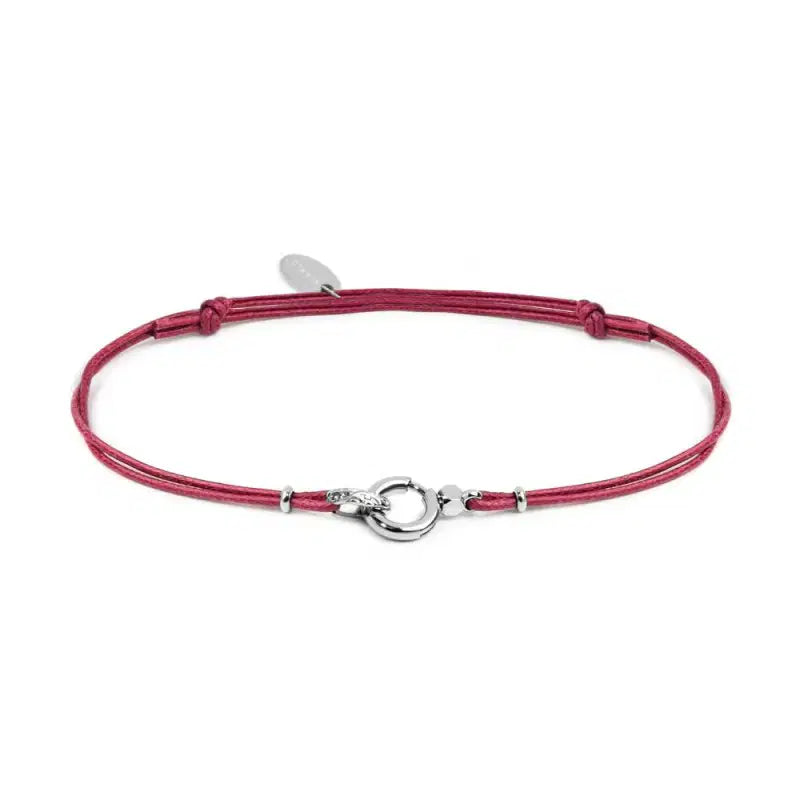 Bracciale Marlù donna cordino fucsia  con moschettone ad anello centrale