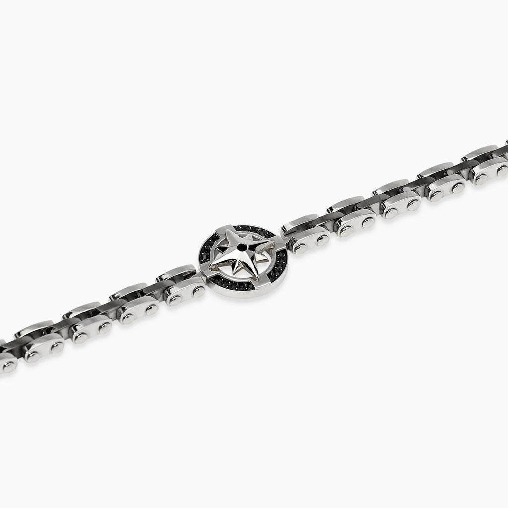 Bracciale Kidult uomo con maglia in acciaio e rosa dei venti centrale