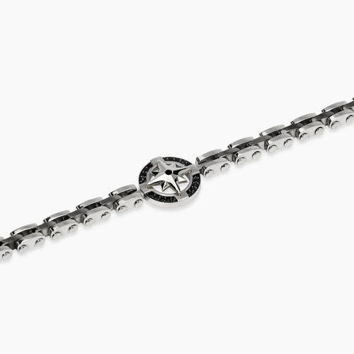 Bracciale Kidult uomo con maglia in acciaio e rosa dei venti centrale