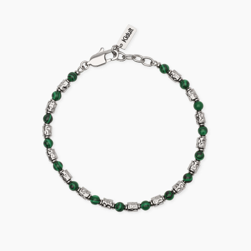Bracciale uomo Kidult Style Malachite e cubetti martellati
