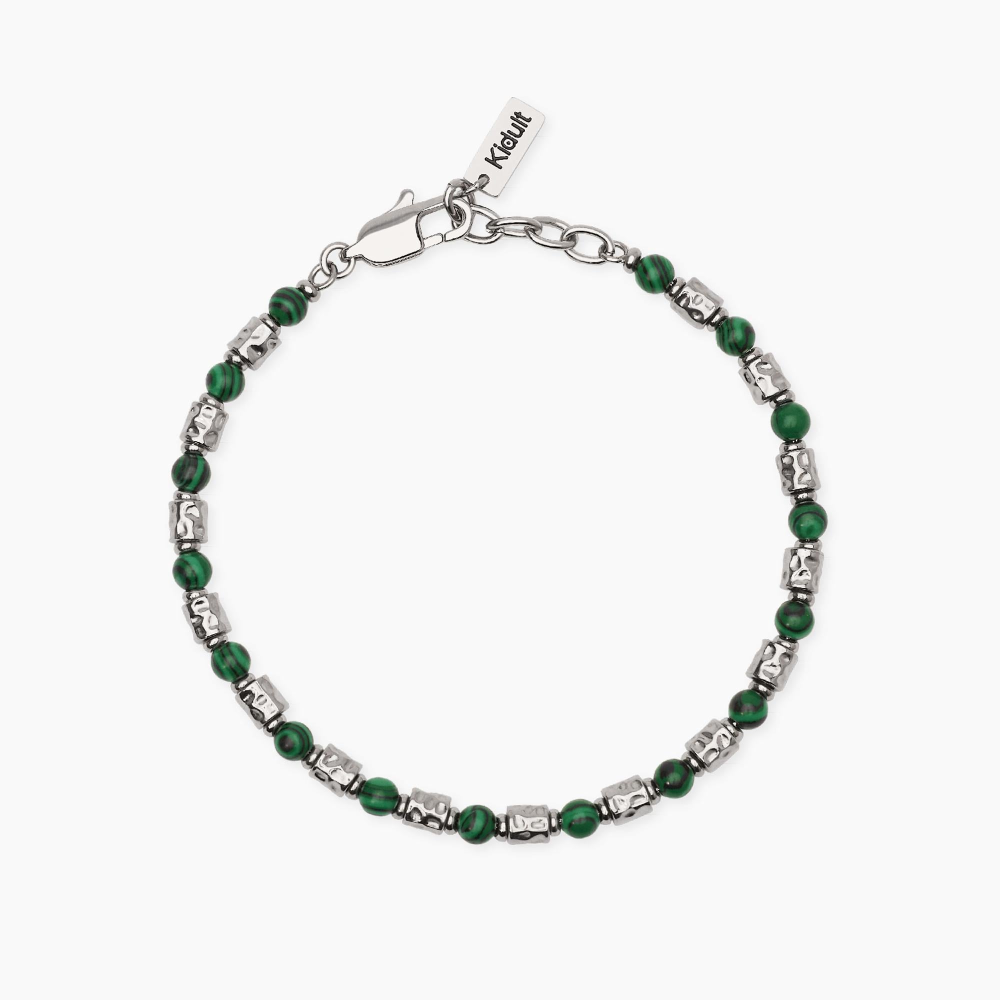 Bracciale uomo Kidult Style Malachite e cubetti martellati