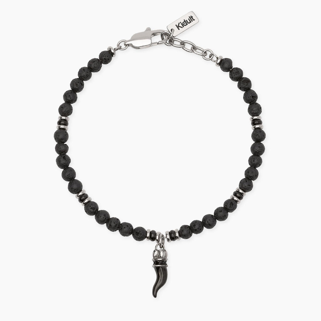 Bracciale uomo Kidult Style Cornetto e pietra lavica