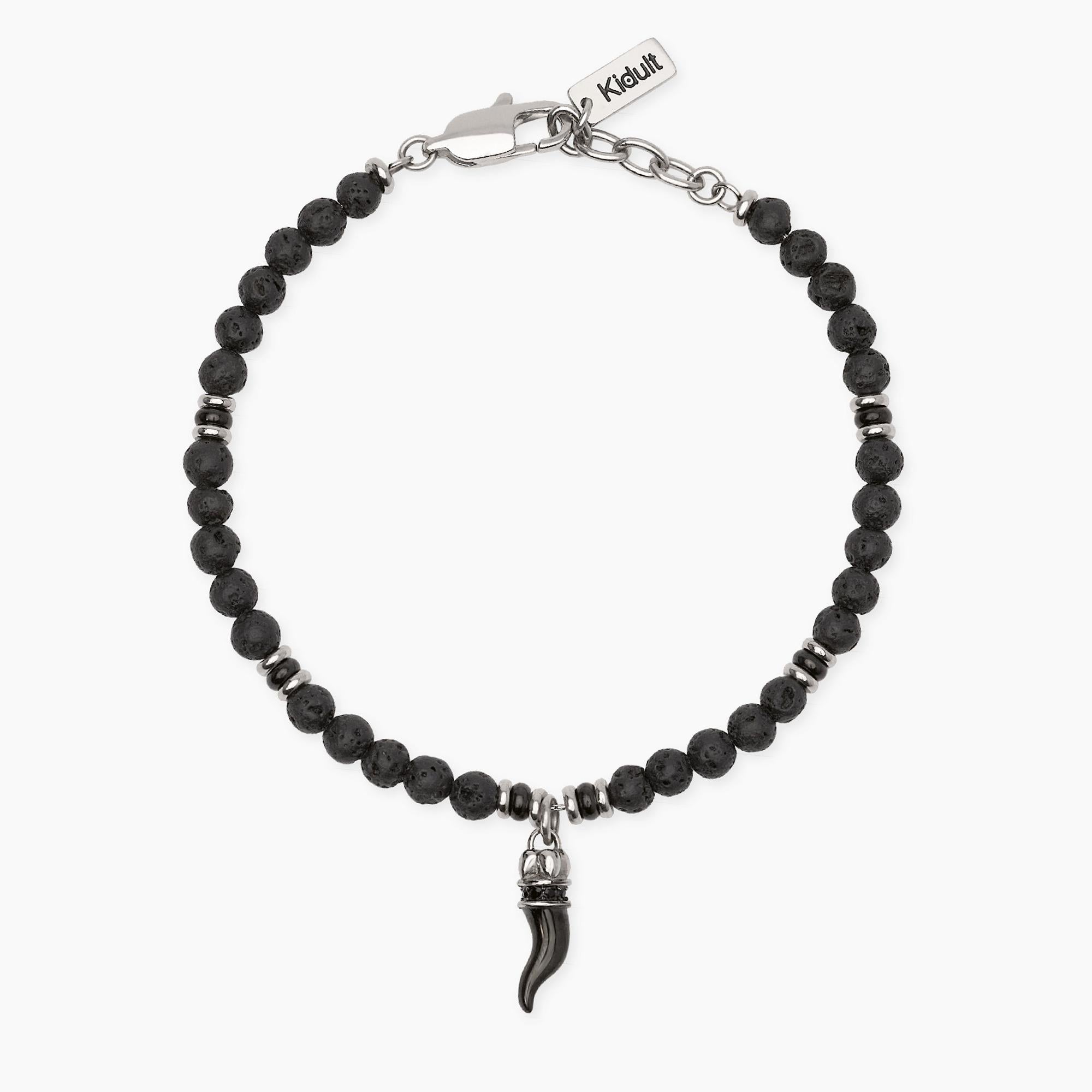 Bracciale uomo Kidult Style Cornetto e pietra lavica