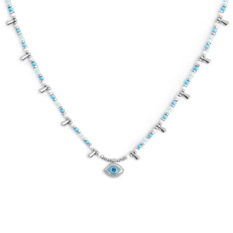 Collana Marlù donna con occhio pendente ed elementi di ematite sfacetttata