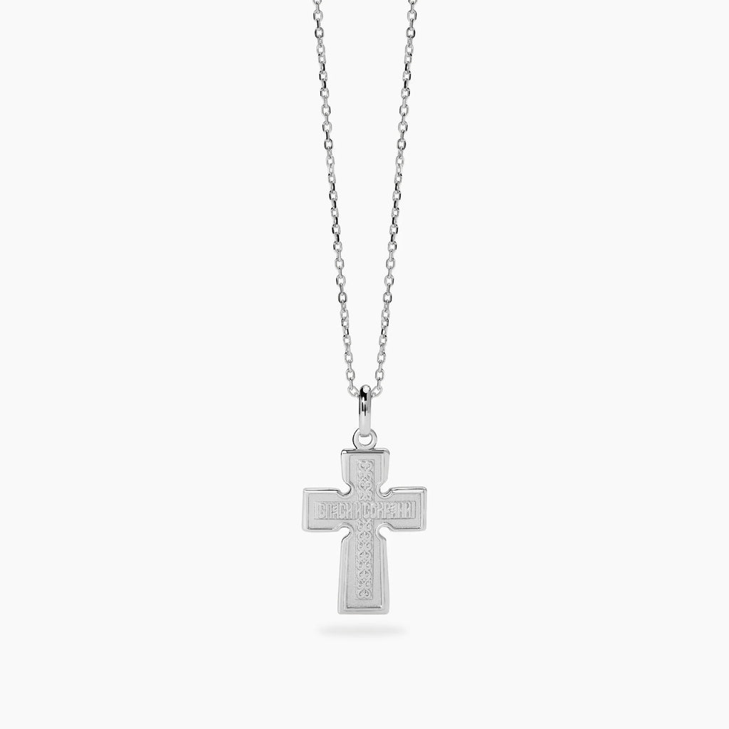 Collana Mabina uomo in argento con crocifisso cristiano ortodosso