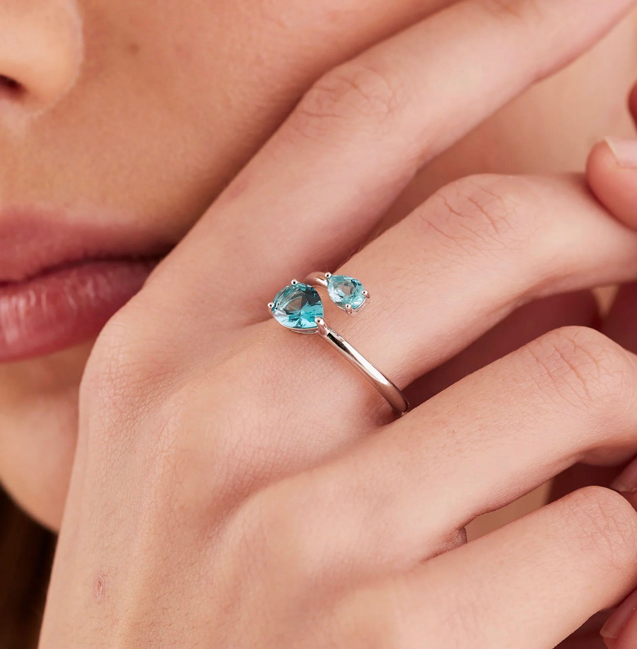 Anello argento Fancy Aqua green