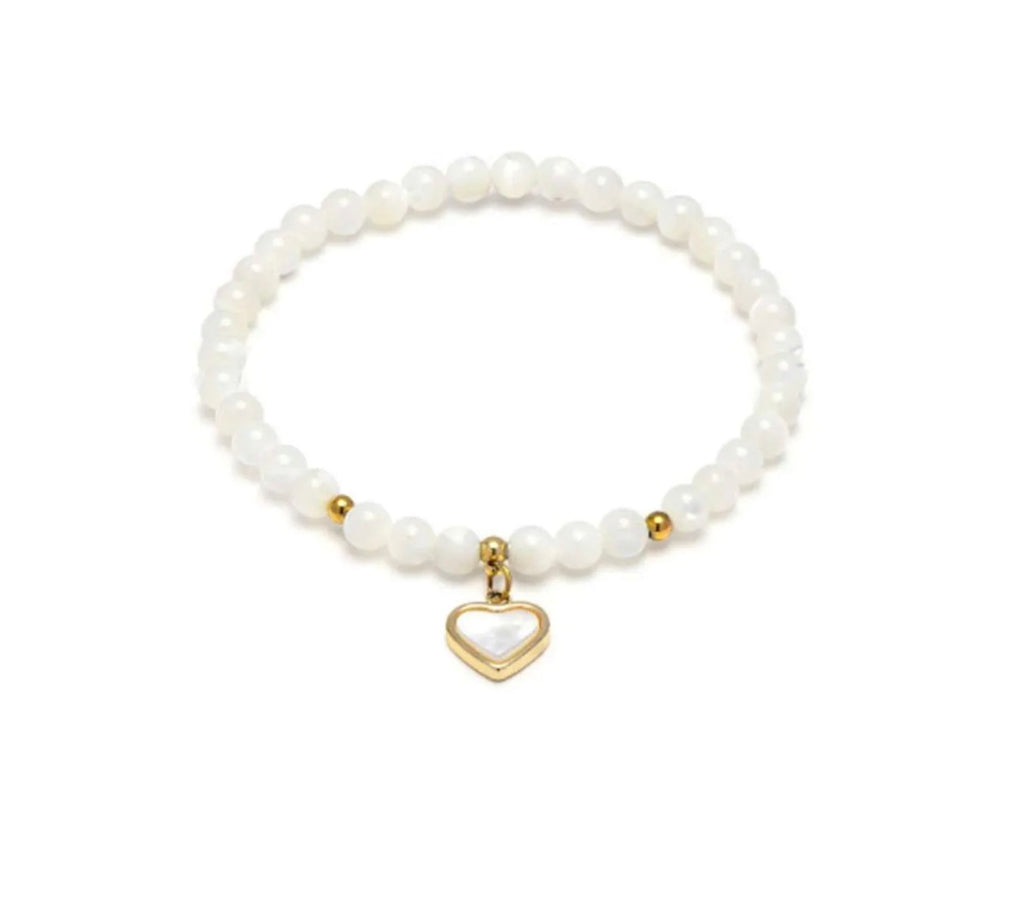 Bracciale elastico Vestopazzo Sfere e cuore in madreperla