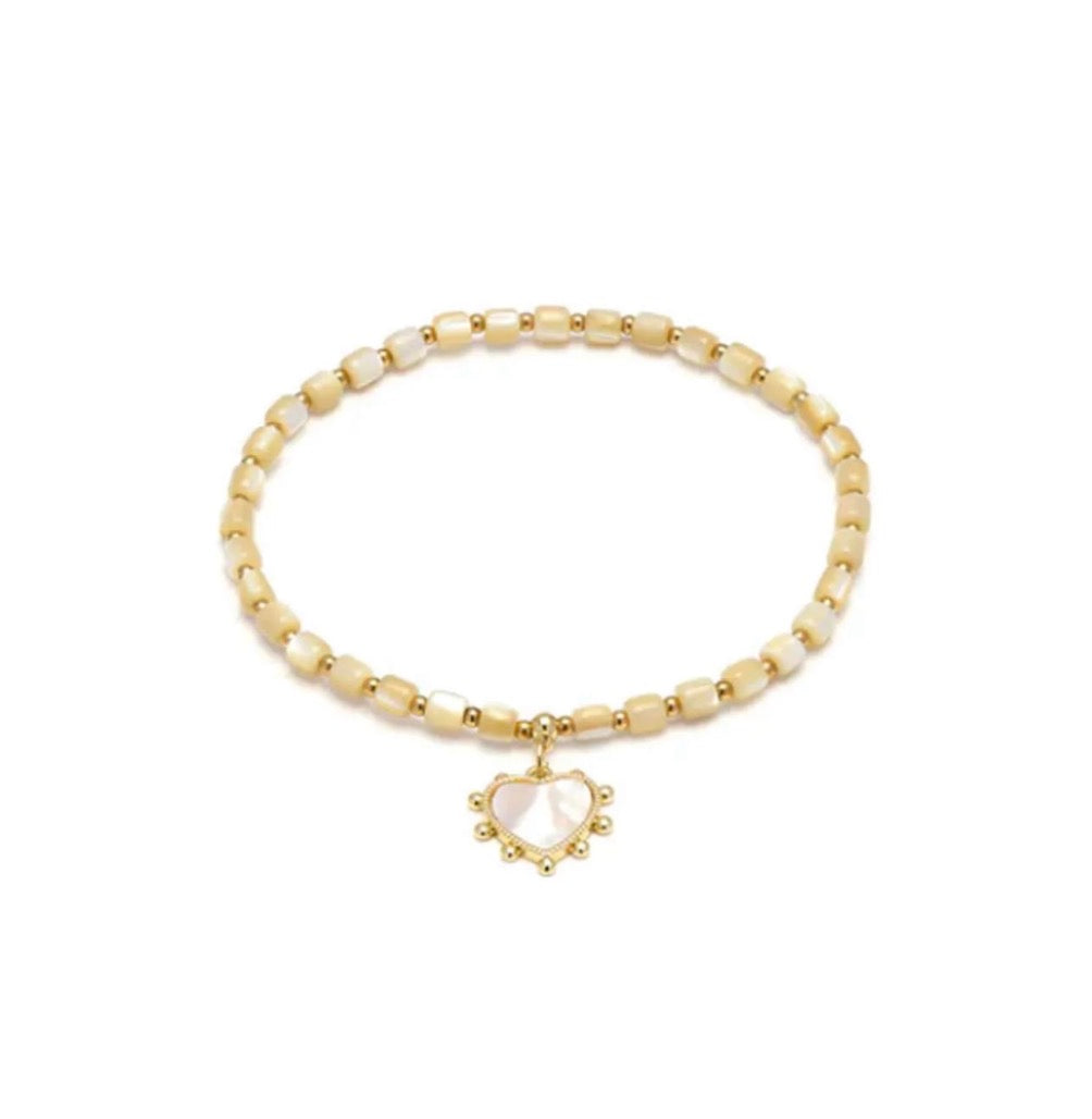 Bracciale elastico Vestopazzo Cilindri e cuore madreperla