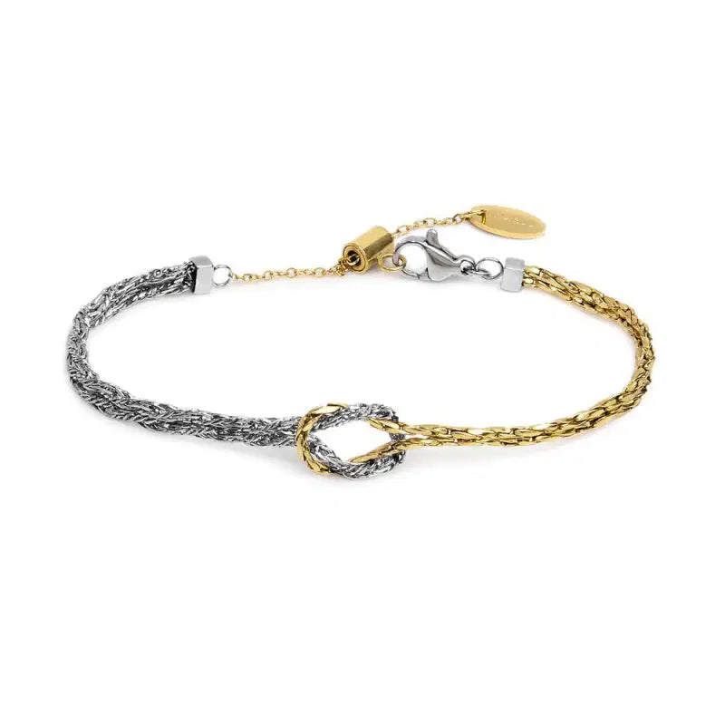 Bracciale Marlù con nodo centrale catena snake e catena foxtail