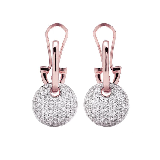 Orecchini pendenti Golden Rosè con Tondo Pavé in Cubic Zirconia