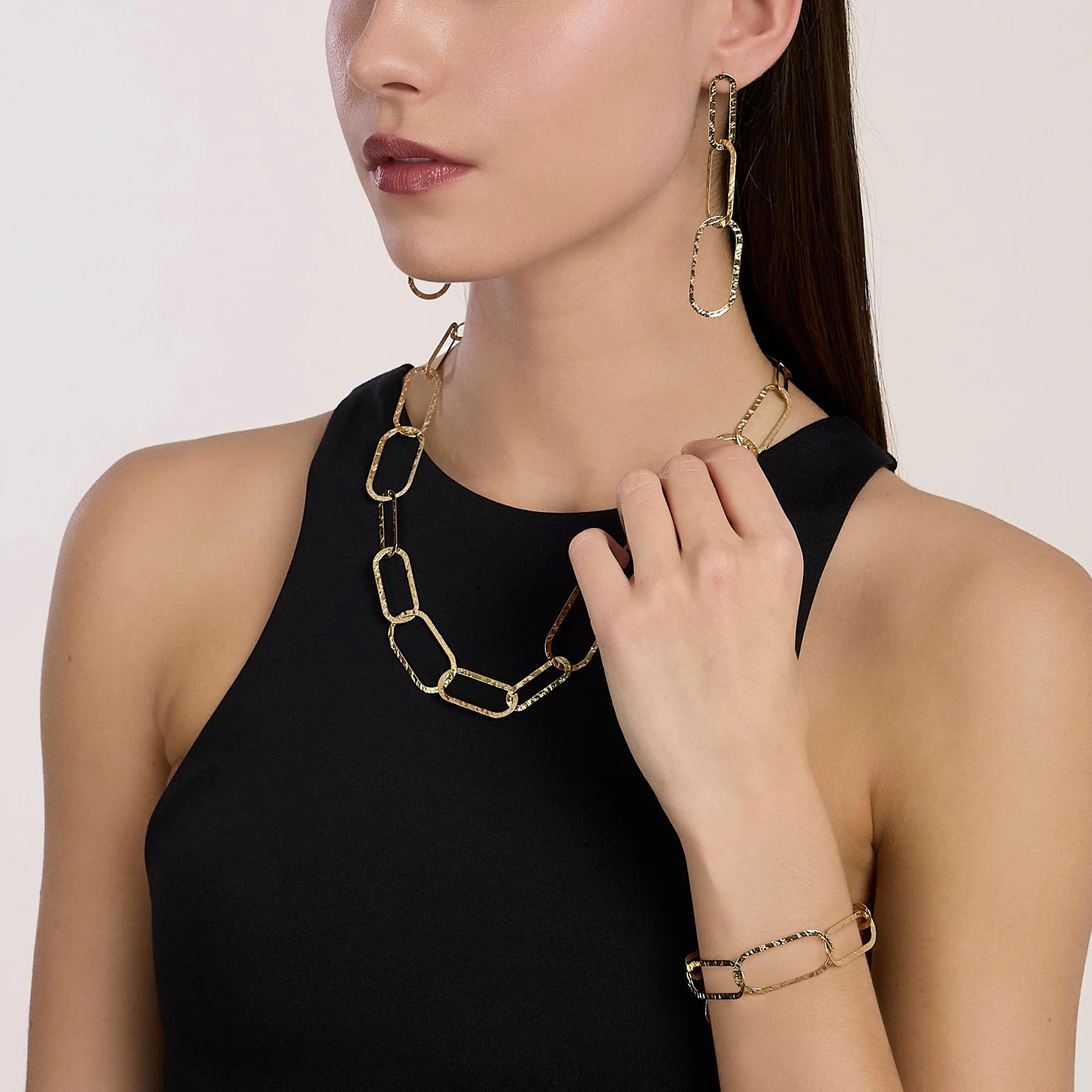 Collana Kidult donna Style Maglie dorate martellate