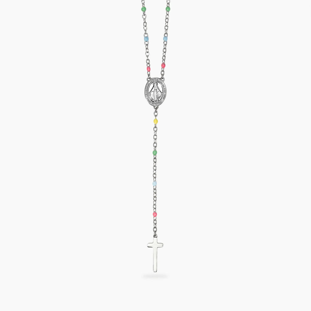 Collana Kidult donna multicolor con Madonnina e pendente croce