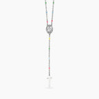 Collana Kidult donna multicolor con Madonnina e pendente croce