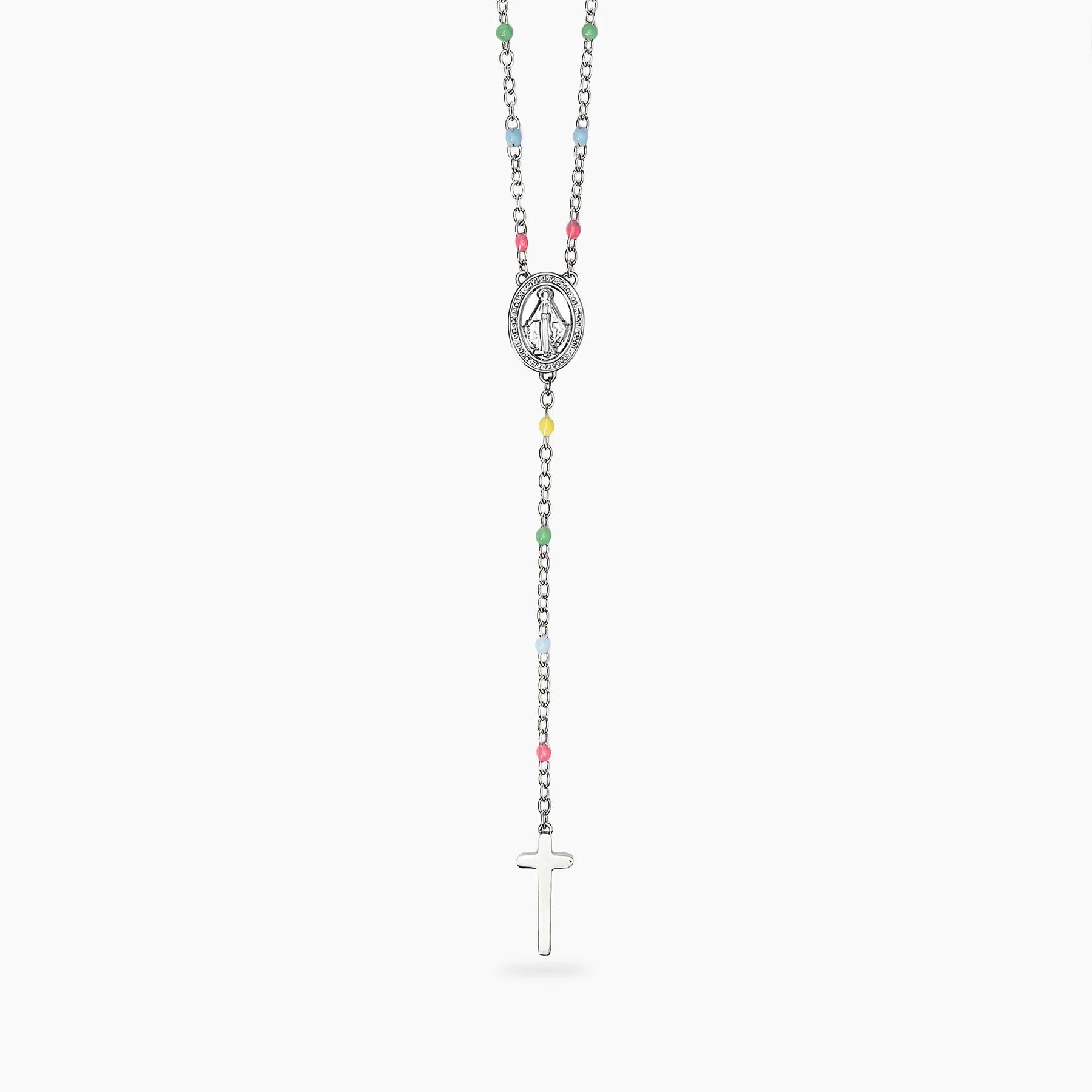 Collana Kidult donna multicolor con Madonnina e pendente croce